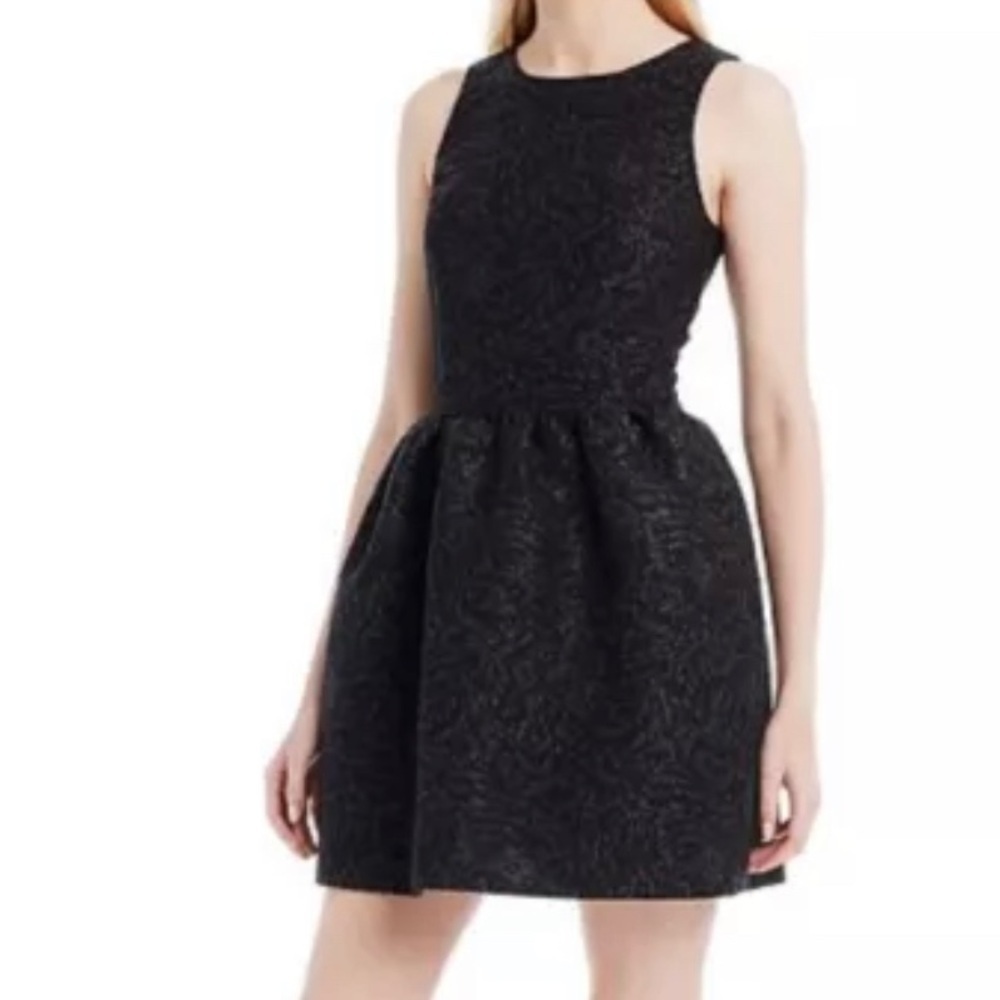 NWT $168 Armani Exchange A|X Fit Flare Jacquard Party Dress Black Sz 14 - Picture 15 of 16